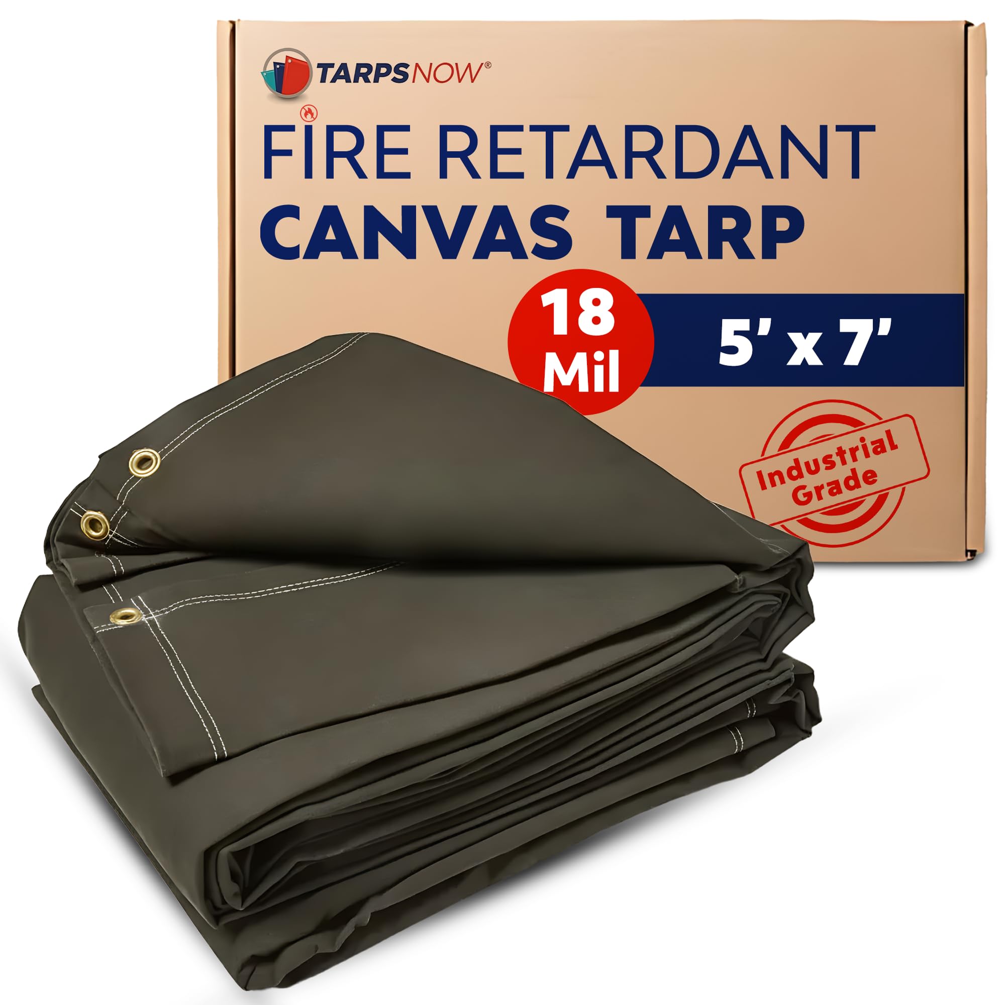 Tarps Now 7x9 ft Heavy Duty Canvas Tarp| 18 MIL Industrial Grade